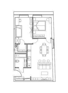 Планировка 2-комнатной квартиры в Kleinhouse