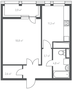 Планировка 3-комнатной квартиры в Счастье на Нагатинской