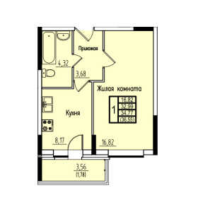 Планировка 1-комнатной квартиры в Императорские Мытищи