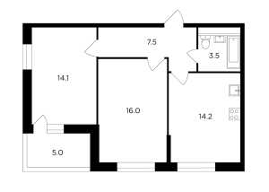 Планировка двухкомнатной квартиры в Авентин