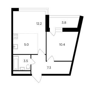 Планировка 2-комнатной квартиры в Авентин