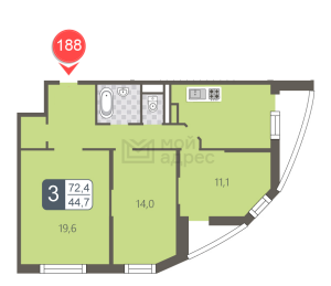 Планировка 3-комнатной квартиры в мой адрес В Зеленограде