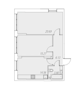 Планировка 2-комнатной квартиры в Испанские кварталы