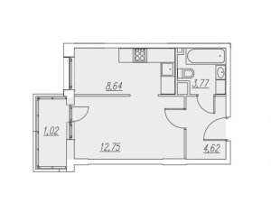 Планировка 1-комнатной квартиры в Испанские кварталы