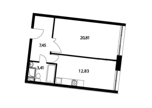 Планировка 1-комнатной квартиры в Парад Планет