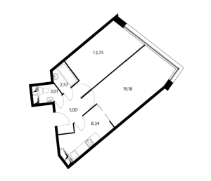 Планировка 2-комнатной квартиры в Парад Планет