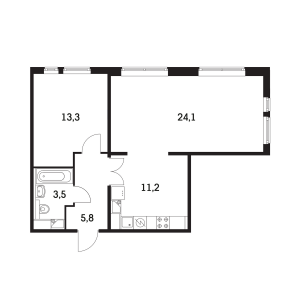 Планировка 2-комнатной квартиры в Бунинские луга