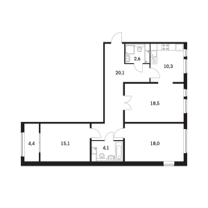 Планировка 3-комнатной квартиры в Бунинские луга