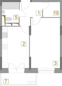 Планировка 1-комнатной квартиры в Котельнические высотки