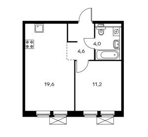 Планировка 1-комнатной квартиры в Мякинино парк