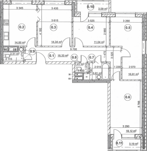 Планировка 4-комнатной квартиры в Золотая звезда - тип 1
