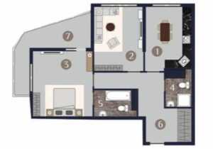 Планировка 2-комнатной квартиры в Донской