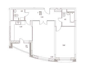 Планировка 2-комнатной квартиры в Дом на Баковке