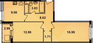 Планировка двухкомнатной квартиры в Калейдоскоп