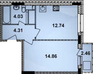 Планировка 1-комнатной квартиры в Калейдоскоп