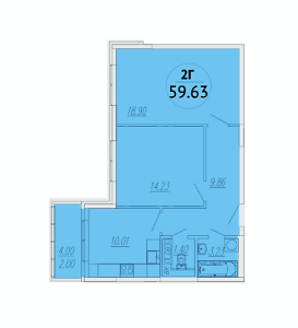 Планировка 2-комнатной квартиры в Шолохово