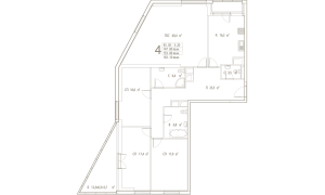 Планировка 4-комнатной квартиры в Дыхание - тип 2