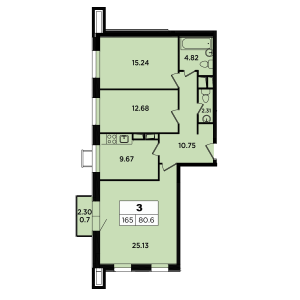 Планировка 3-комнатной квартиры в Легендарный квартал