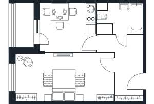 Планировка 1-комнатной квартиры в Светлый мир Станция Л