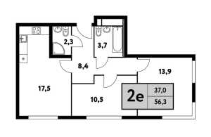 Планировка 2-комнатной квартиры в Фестиваль парк-2