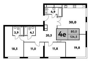 Планировка 4-комнатной квартиры в Фестиваль парк-2 - тип 1