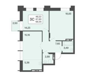 Планировка 3-комнатной квартиры в Расцветай в Люблино