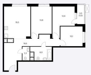 Планировка 3-комнатной квартиры в Митинский лес