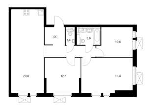 Планировка 3-комнатной квартиры в Большая Очаковская 2