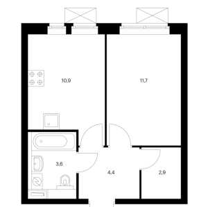 Планировка 1-комнатной квартиры в Большая Очаковская 2