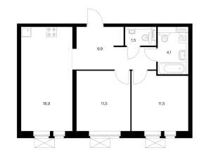 Планировка 2-комнатной квартиры в Большая Очаковская 2