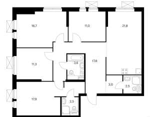 Планировка 4-комнатной квартиры в Большая Очаковская 2 - тип 1