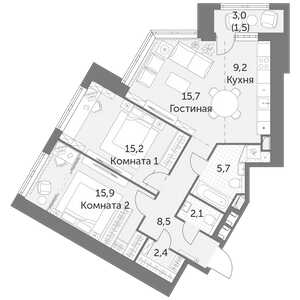 Планировка 3-комнатной квартиры в Архитектор