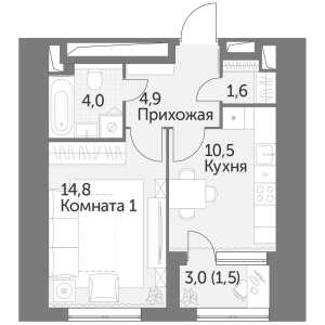 Планировка 1-комнатной квартиры в Архитектор