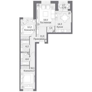 Планировка 3-комнатной квартиры в Режиссер (ФСК)