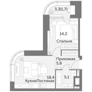 Планировка 1-комнатной квартиры в Режиссер (ФСК)