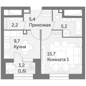 Планировка однокомнатной квартиры в Режиссер (ФСК)