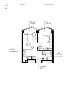 Планировка 1-комнатной квартиры в Symphony 34