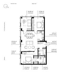 Планировка 3-комнатной квартиры в Symphony 34