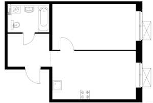 Планировка 1-комнатной квартиры в Большая Академическая 85