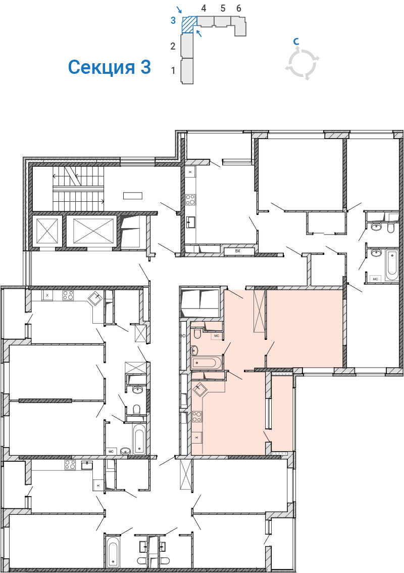 Продажа 1-комнатной квартиры 48.5 м² в Балашихе в Микрорайоне Центр-2. Этаж  14 - купить квартиру за 7969300 руб. | Avaho.ru