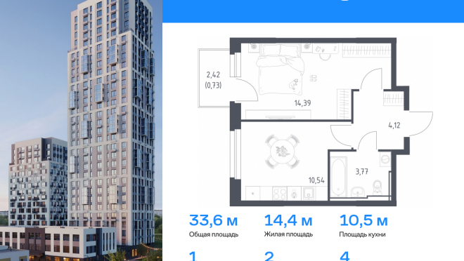 Продается квартира за 5 434 463 ₽