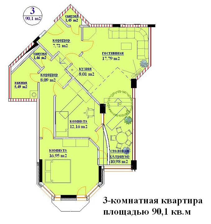 Планировки квартир в ЖК Атриум (Ивантеевка)