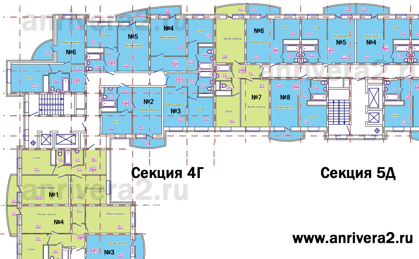 Планировки квартир в ЖК Андреевская Ривьера (Андреевская Ривьера - 2)  (Андреевка) | Avaho.ru