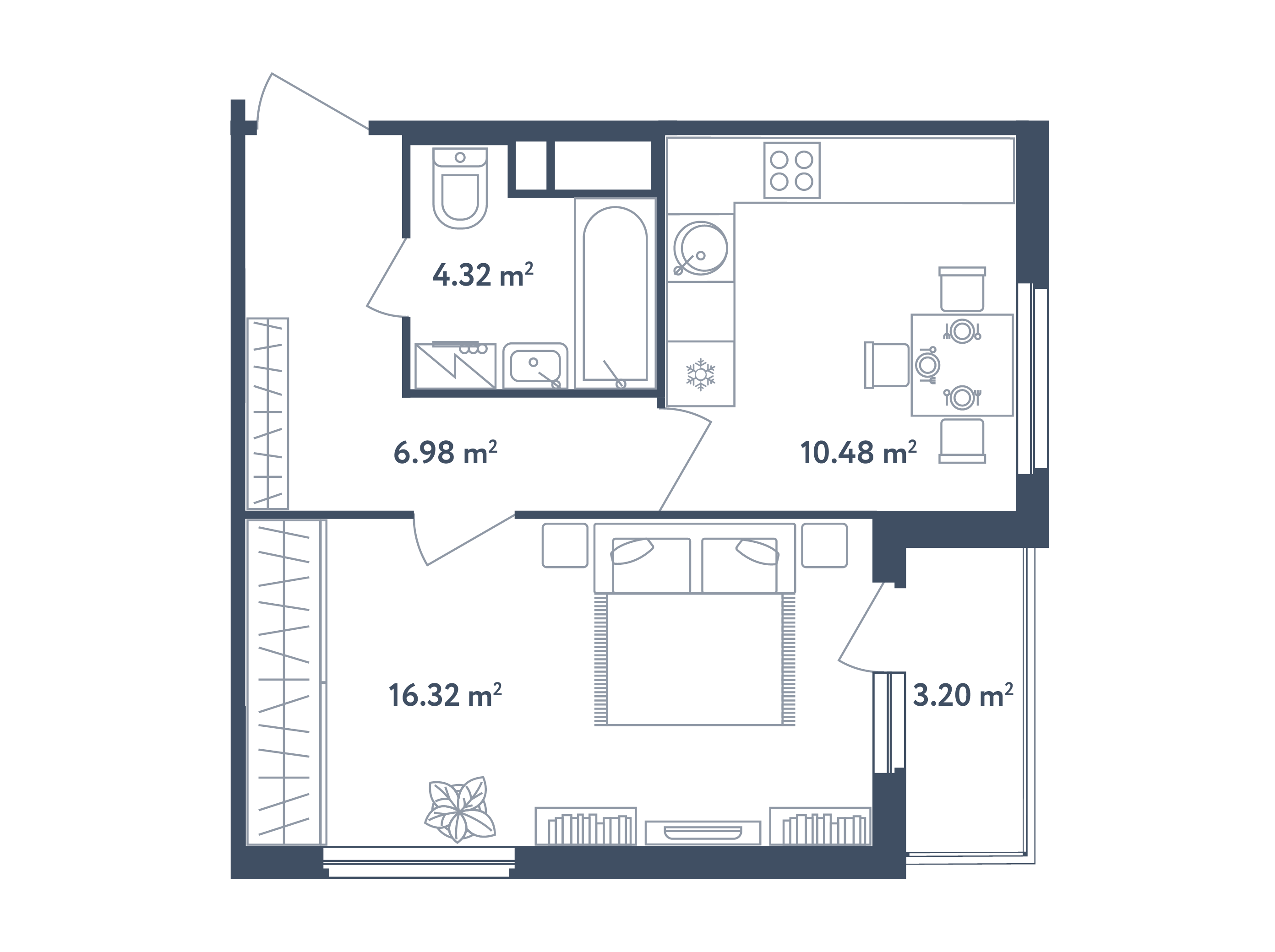 1 комн. квартира, 39.7 м², 4 этаж  (из 4)