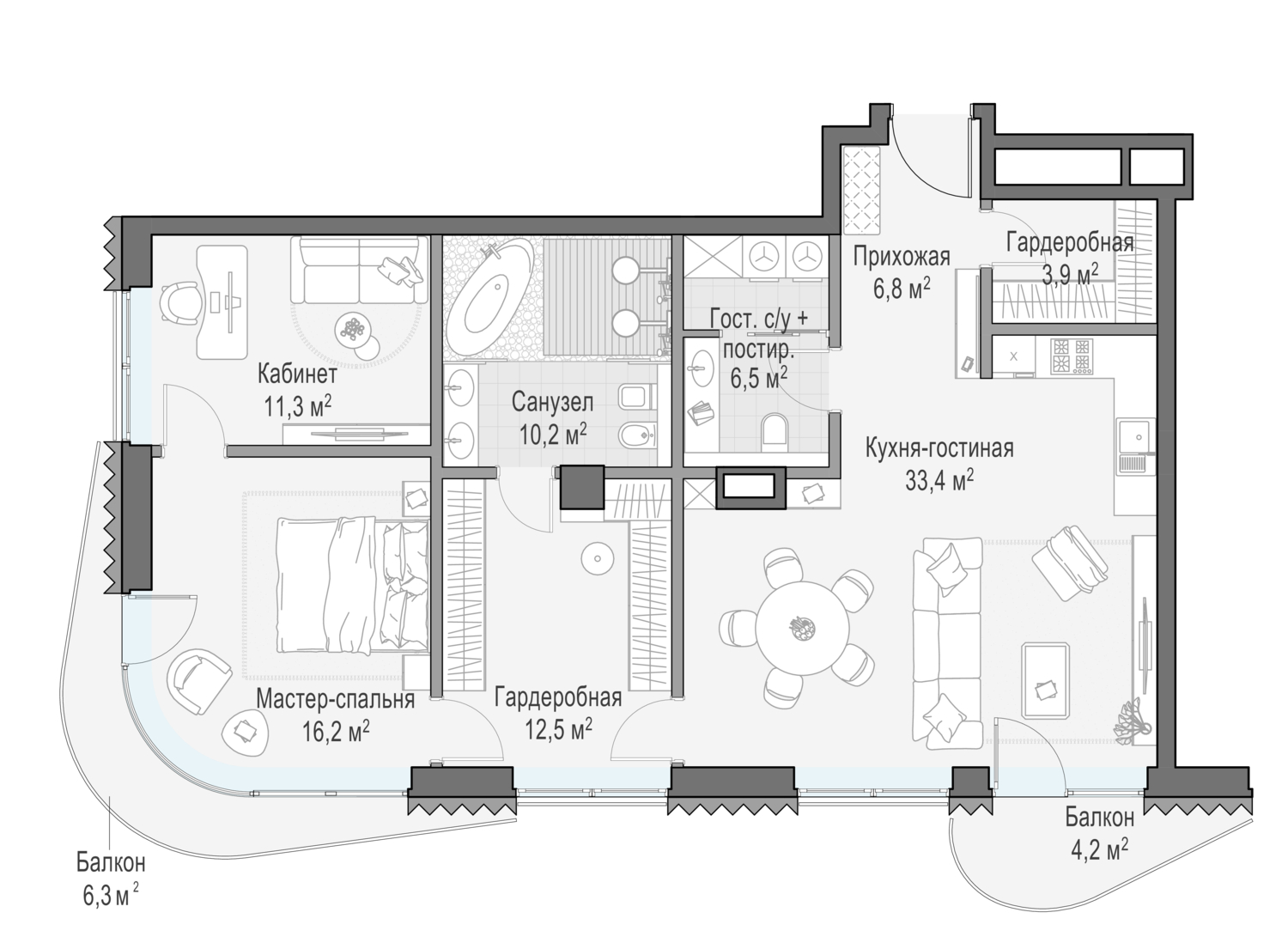 2 комн. квартира, 103.1 м², 5 этаж  (из 14)