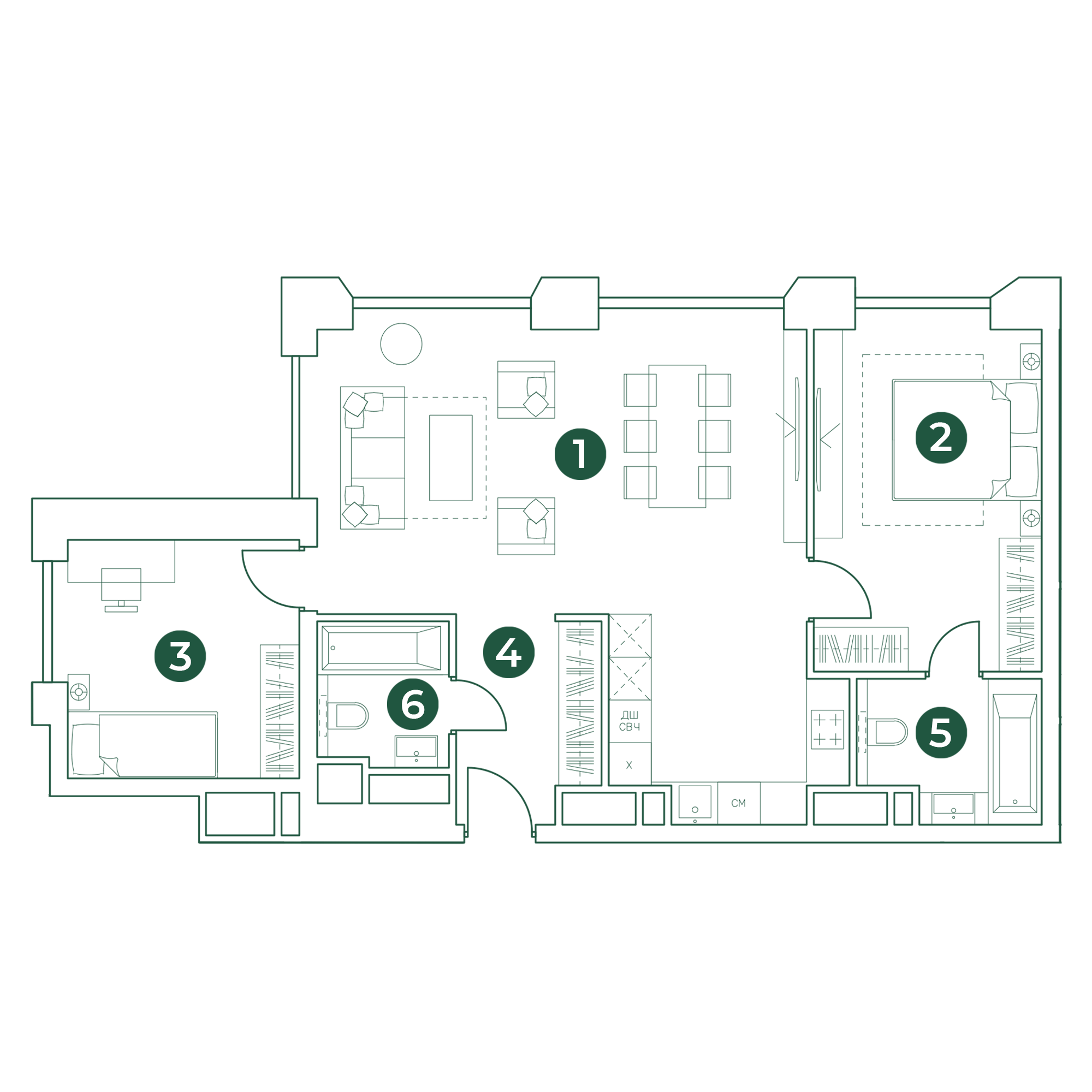 3 комн. квартира, 79.5 м², 31 этаж 