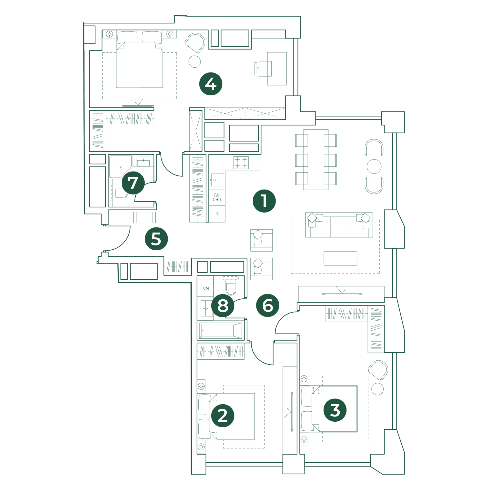 4 комн. квартира, 120 м², 31 этаж 