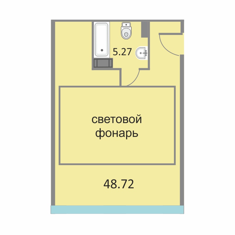 1 комн. квартира, 53.7 м², 13 этаж 