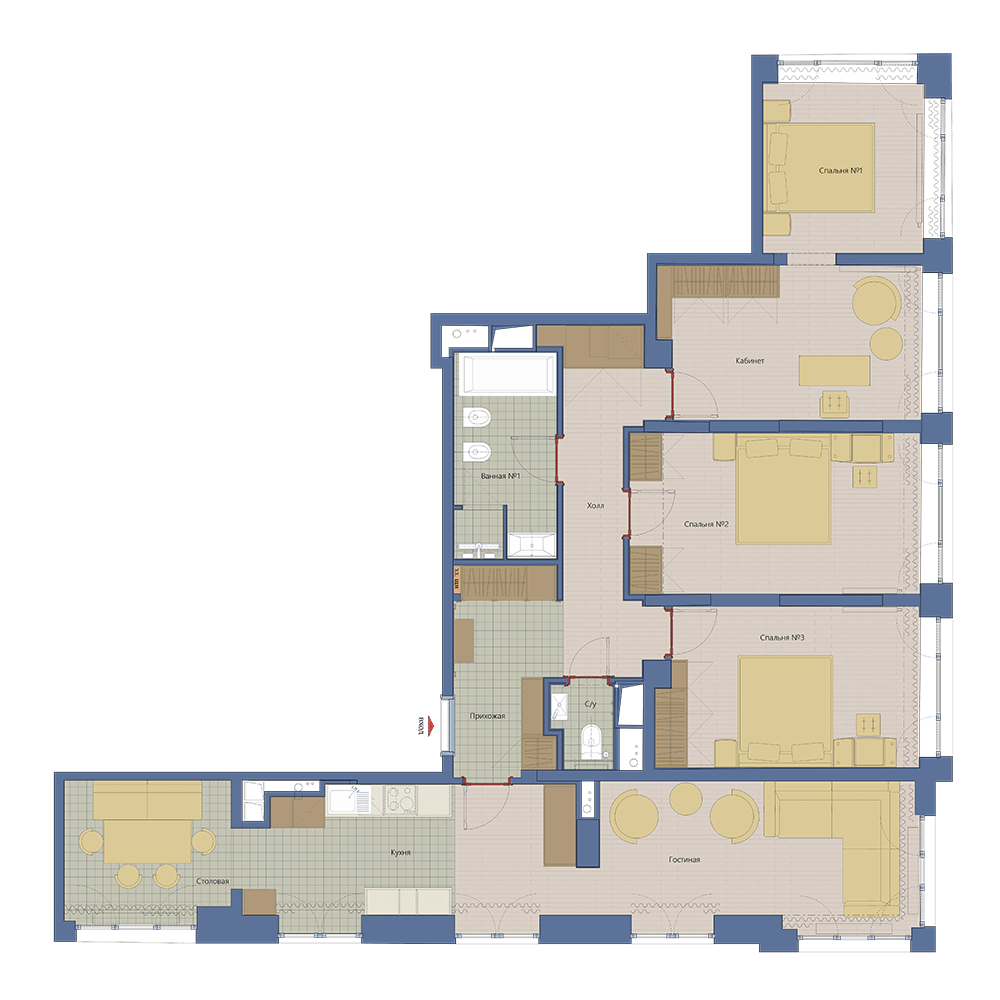 5 комн. квартира, 113.7 м², 16 этаж 