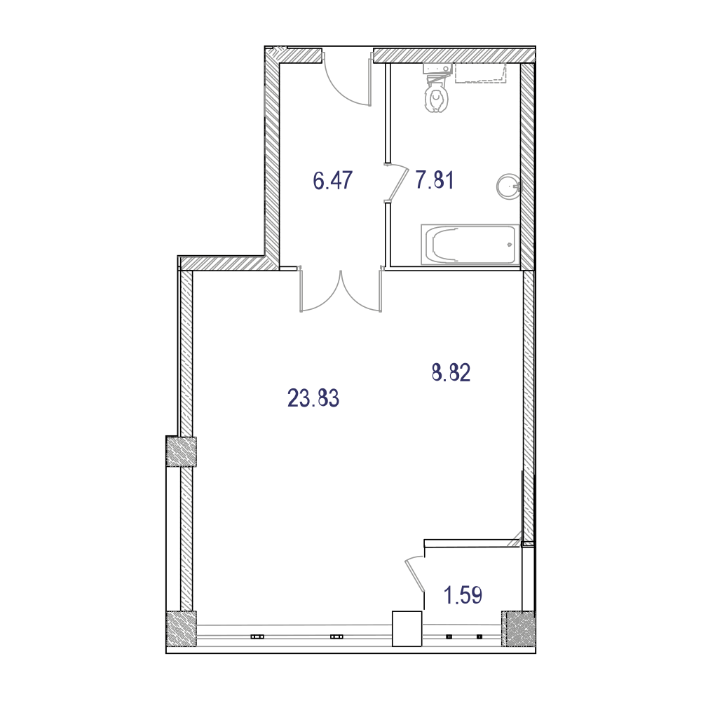 2 комн. квартира, 64.8 м², 5 этаж 